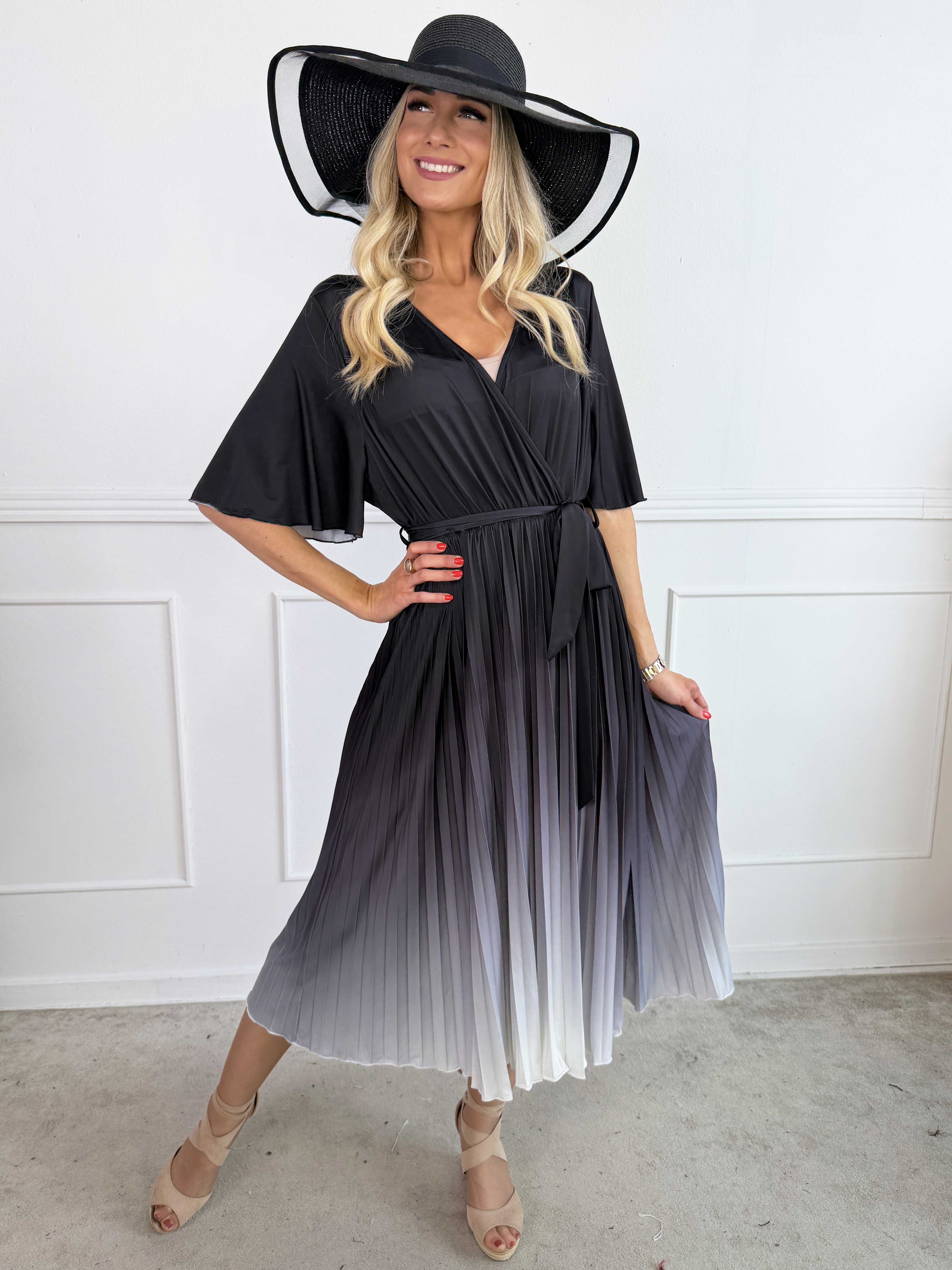 Toledo Fade - Fin elastisk flerfarvet kjole med plisseret skørt